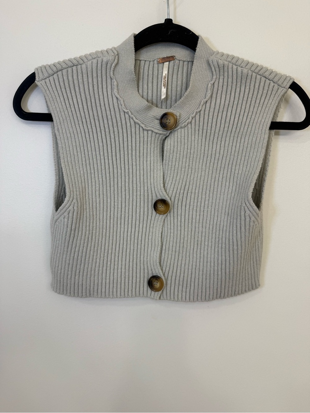 Free People Naiome Rib Micro Vest in Truthsayer Grey Size Small